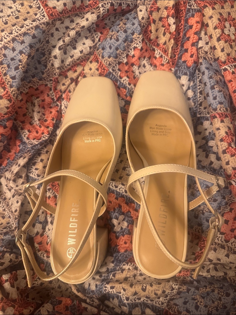 Wild Fable Cream Square-Toe Slingback Mules with Low Block Heel